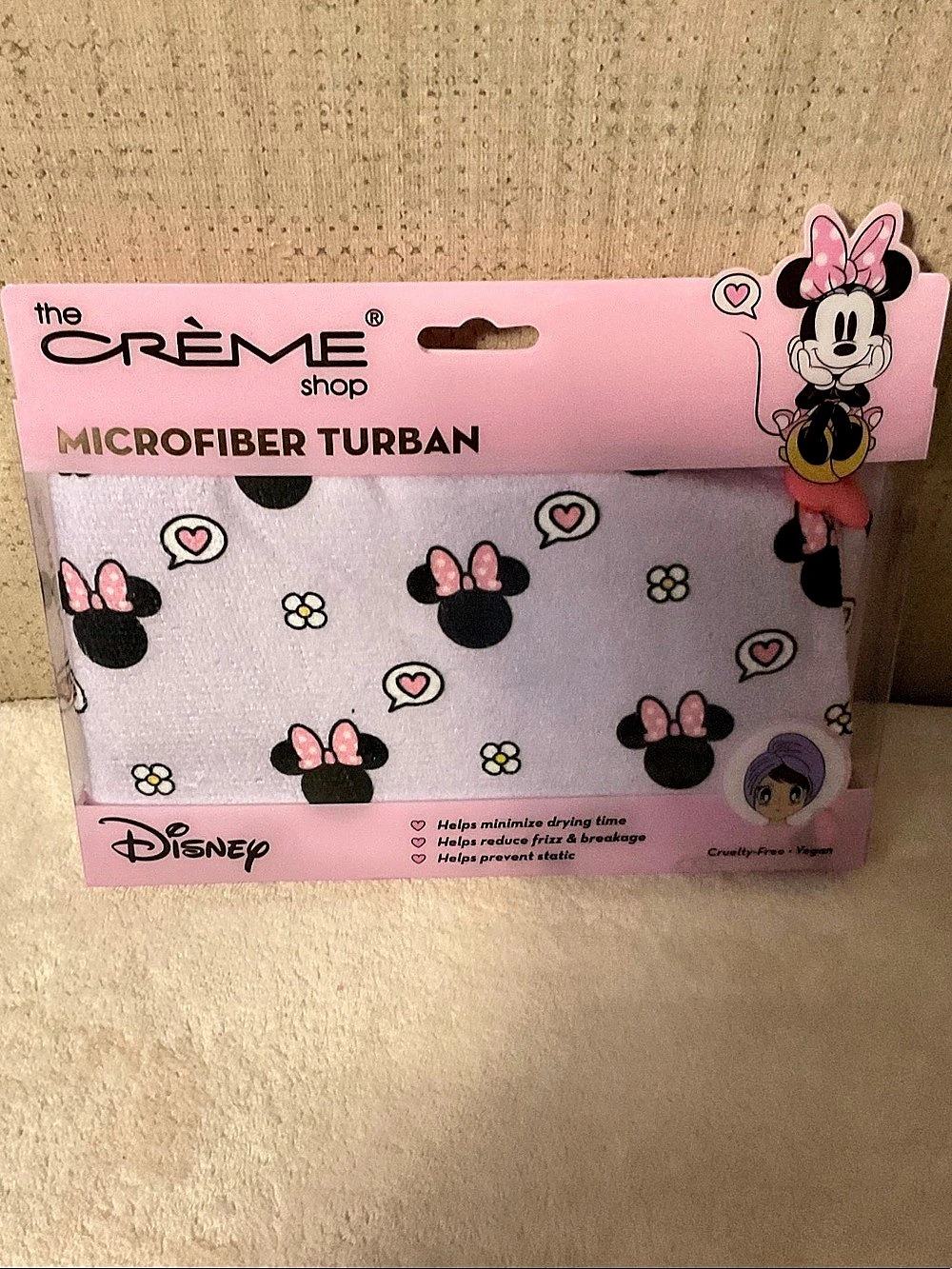 The Crème Shop Disney Minnie Mouse Microfiber Hair Turban Disney Pink & Black